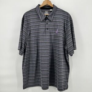Cutter Buck Polo Mens 2XL DryTec Gray Purple Stripe Eagle Ridge Golf Shirt